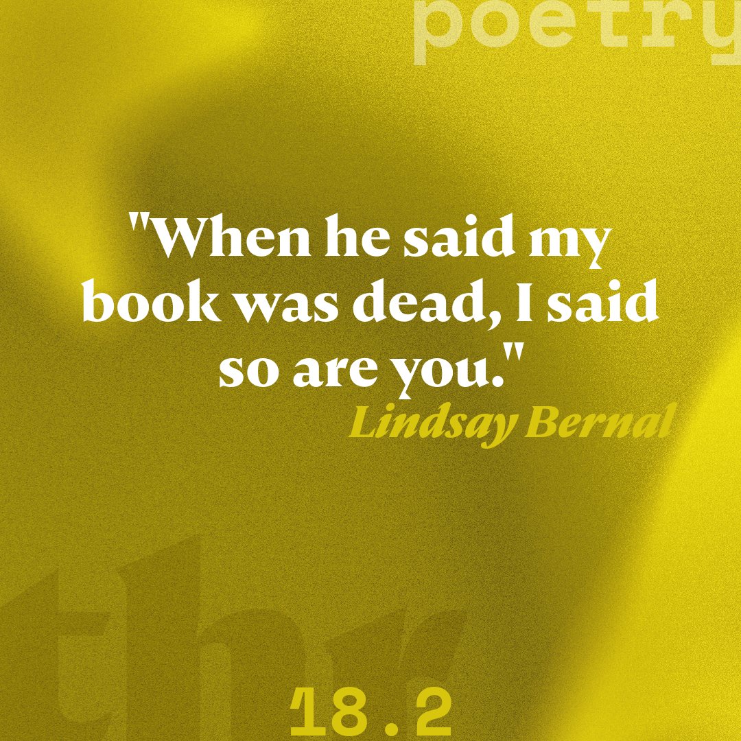 Hopkins_Review's tweet image. Start your subscription to read Lindsay Bernal&apos;s poetry, and more work, in THR 18.2!

hopkinsreview.com/shop