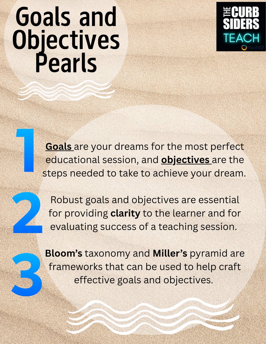 CurbsidersTeach's tweet image. Dr. Noriko Anderson brings practical advice—and inspiration—for creating educational goals and objectives that actually guide learning.
🏗️ Bloom’s Taxonomy
📐 Miller’s Pyramid
🎯 SMART, actionable, learner-focused tips
🎧 Watch/listen: youtu.be/xbL7fLCiYFo
