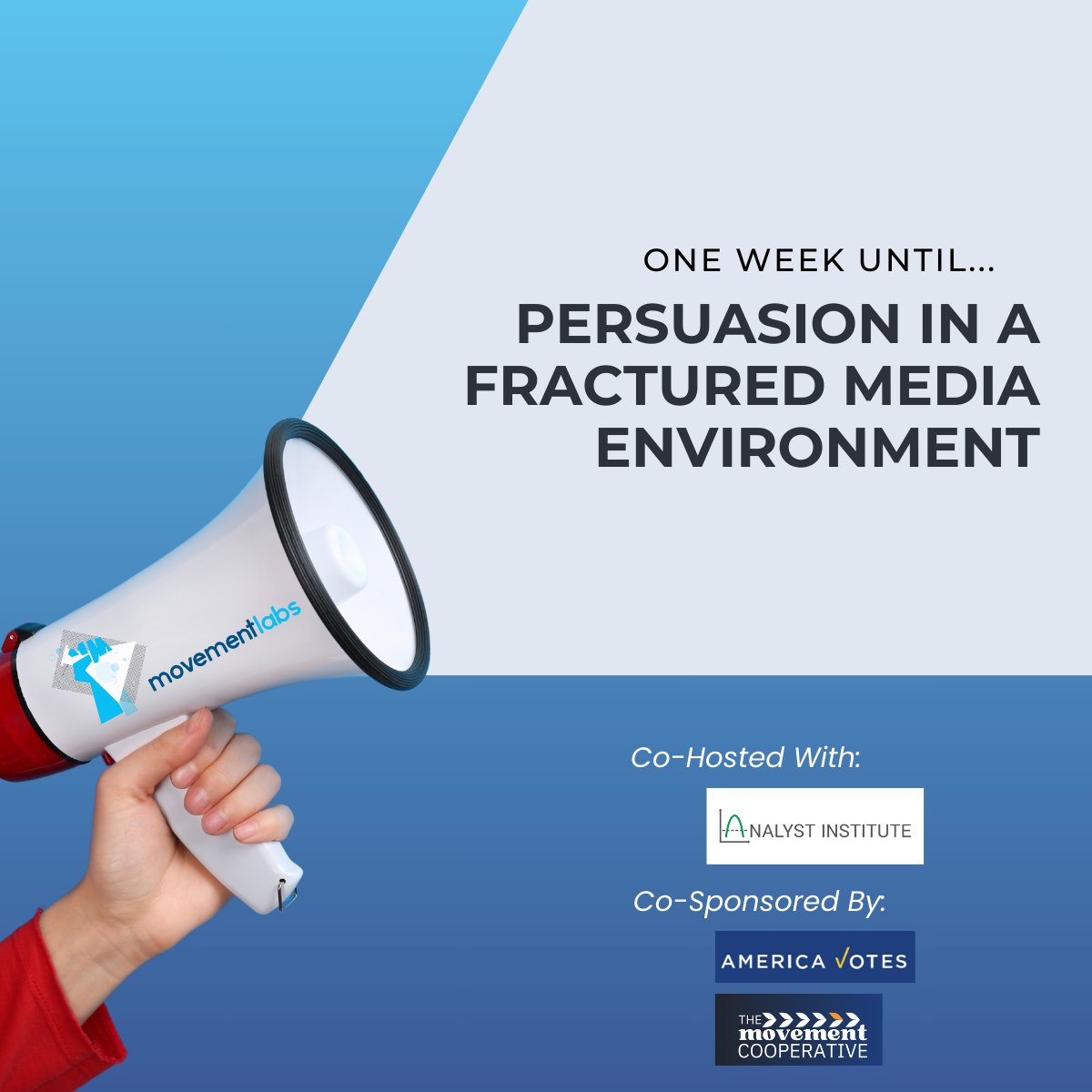 One week to go!

Join ML on July 23 for the final Inside the Lab session—focused on persuasion in the 2024 election.

We’ll break down what worked, what didn’t, and how to apply those insights in a fractured media landscape.

🗓️ July 23 at 1PM ET
👉 ow.ly/XmJe50Wpnhs