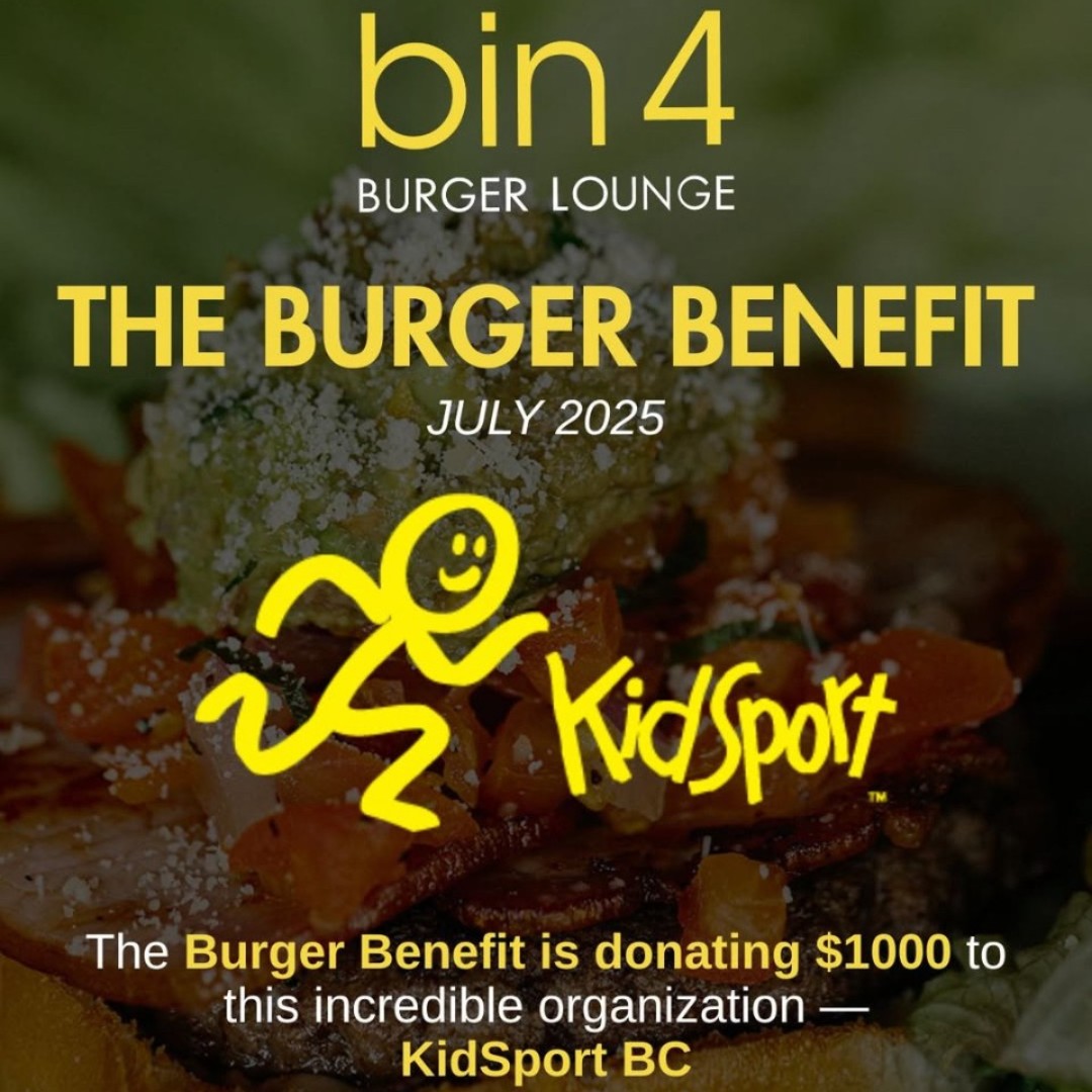 Thank you, Bin 4 Burger Lounge for selecting KidSport BC as your Burger Benefit charity for July!
Your support will help more kids get in the game. 

Find a location: bin4burgerlounge.com/our-locations/

#SoALLKidsCanPlay