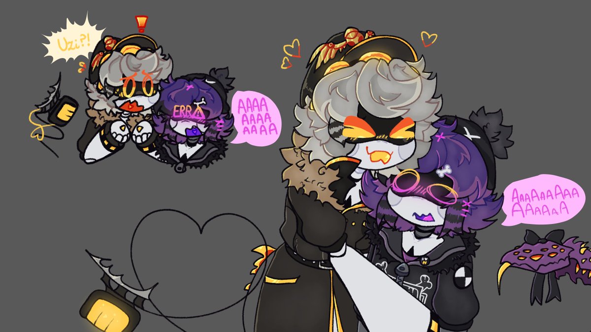RaptyZips's tweet image. Quick doodle, Art fight killed my motivation 🦖
#Nuzi #NxUzi #BiscuitBites #Murderdrones #SerialDesignationN #UziDoorman