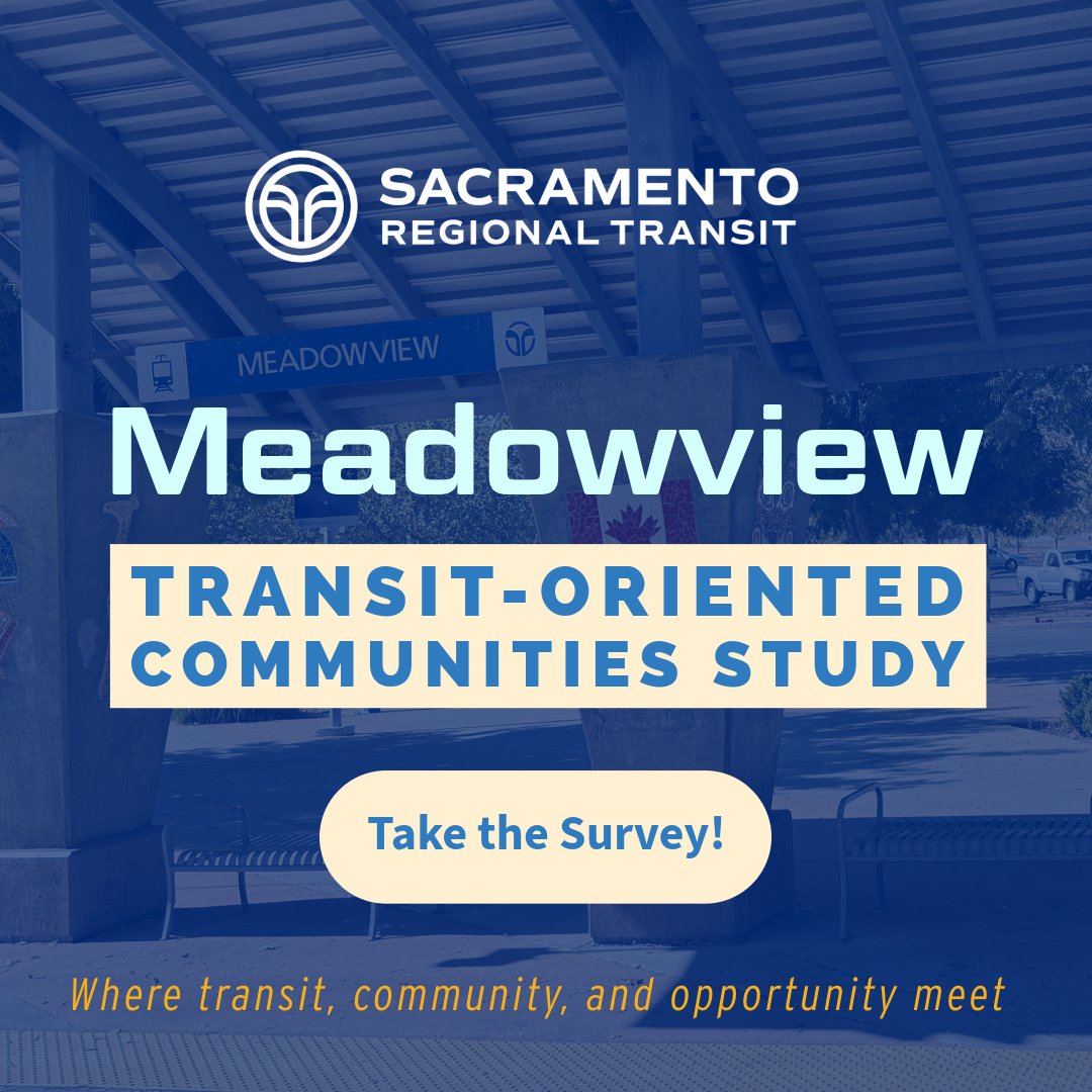 RideSacRT's tweet image. 🚉 Help Shape the Future of Meadowview!
SacRT is exploring opportunities to improve the area around the Meadowview light rail station—and we want your input!
Take our short survey and share your ideas to help make the Meadowview community even better. 💬🏙️
🔗…