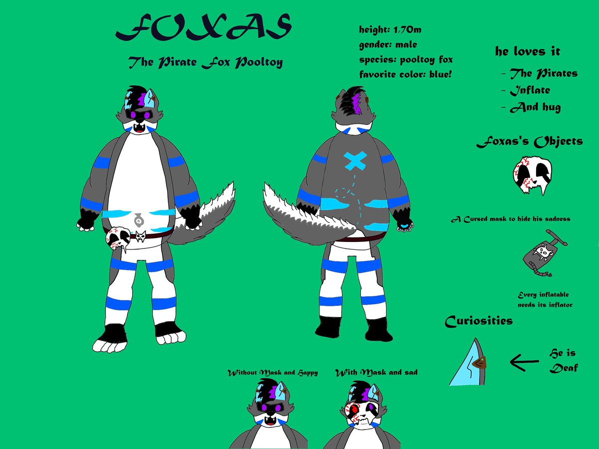 FoxasThrash's tweet image. Chicos ya por fin he actualizado mi referencia!! (Sigue viéndose mal SORRY XD) ahora añadi la máscara y algún detalle más. Ya puede ser comisionado, dibujado etc!! ^w^
Todo esto ha sido Gracias a @just_iriis sin ella no podía haberlo hecho GRACIAS!! OWO