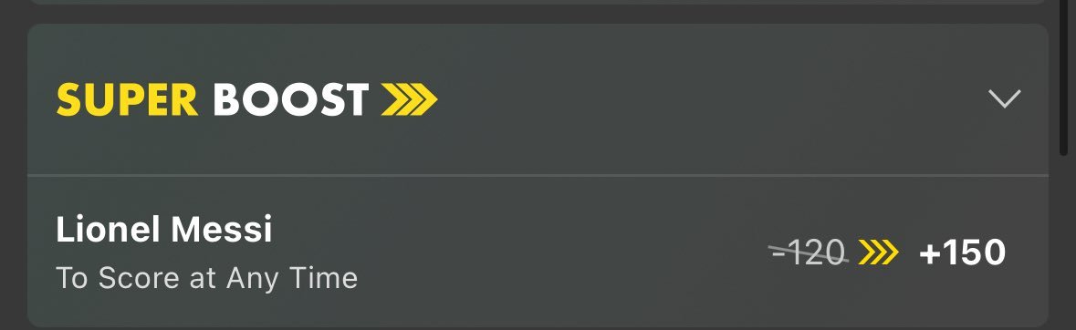 PlusBoosts's tweet image. bet365: Super Boost - Messi GOAL
Boosted to: +150
EV: 💹 18%
Nice super boost today for Messi. He is currently on fire.
I'd max up to 3u