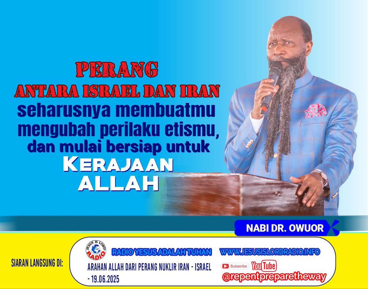 Markus 13 : 8
Sebab bangsa akan bangkit melawan bangsa dan kerajaan melawan kerajaan. Akan terjadi gempa bumi di berbagai tempat, dan akan ada kelaparan.
Semua itu barulah permulaan penderitaan menjelang jaman baru.
#Mesiasakandatang