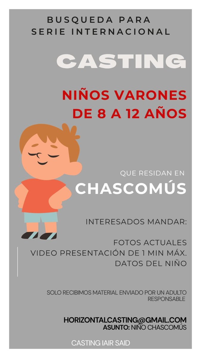 CASTING NIÑOS QUE VIVAN EN CHASCOMUS
