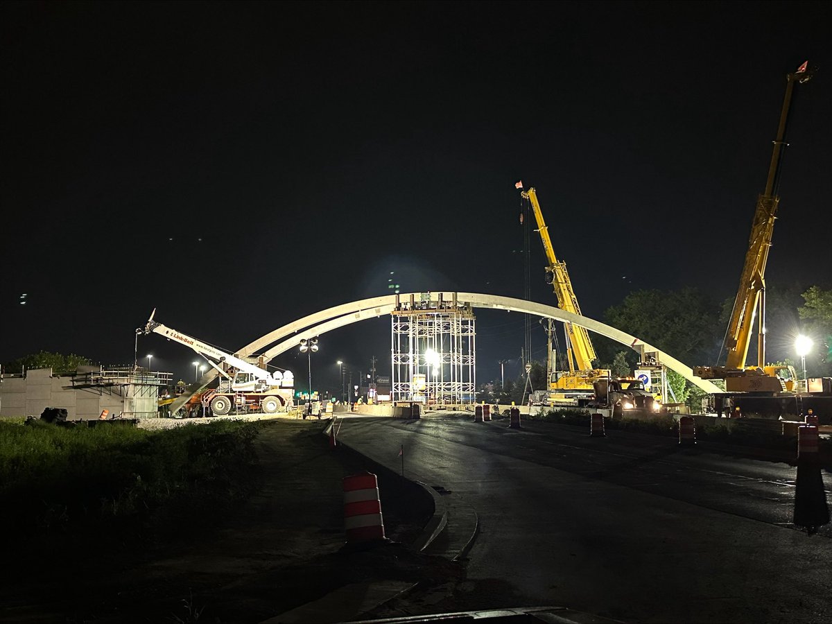 beaty_inc's tweet image. Precast arches are up on the Nickel Plate Trail bridge over 96th Street in Fishers! 👷‍♂️ Crews will be forming and pouring at the arch bases this week, stay tuned for more progress. #BeatyConstruction #NickelPlateTrail #BridgeBuild #FishersIN @FishersIN