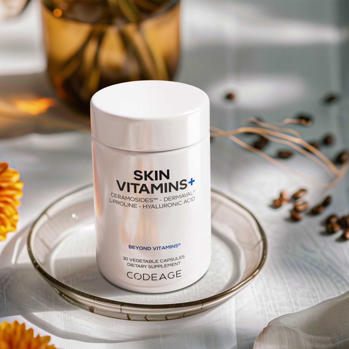 codeagelife's tweet image. Codeage Skin Vitamins+ features Ceramosides™, Dermaval®, hyaluronic acid &amp;amp; more—crafted as a refined blend for today’s skincare rituals codeage.com/products/skin-… #codeage #skinvitamins #skincare #supplements