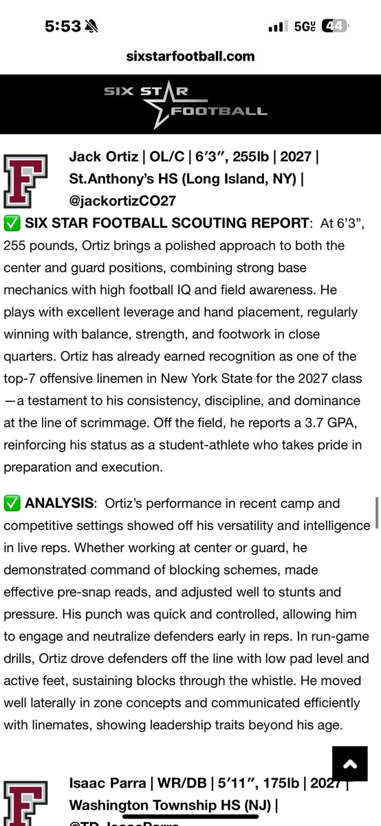 Thank you <a href="/sixstarfootball/">Six Star Football | PLUS+</a> for the evaluation <a href="/FORDHAMFOOTBALL/">Fordham Football</a> camp!