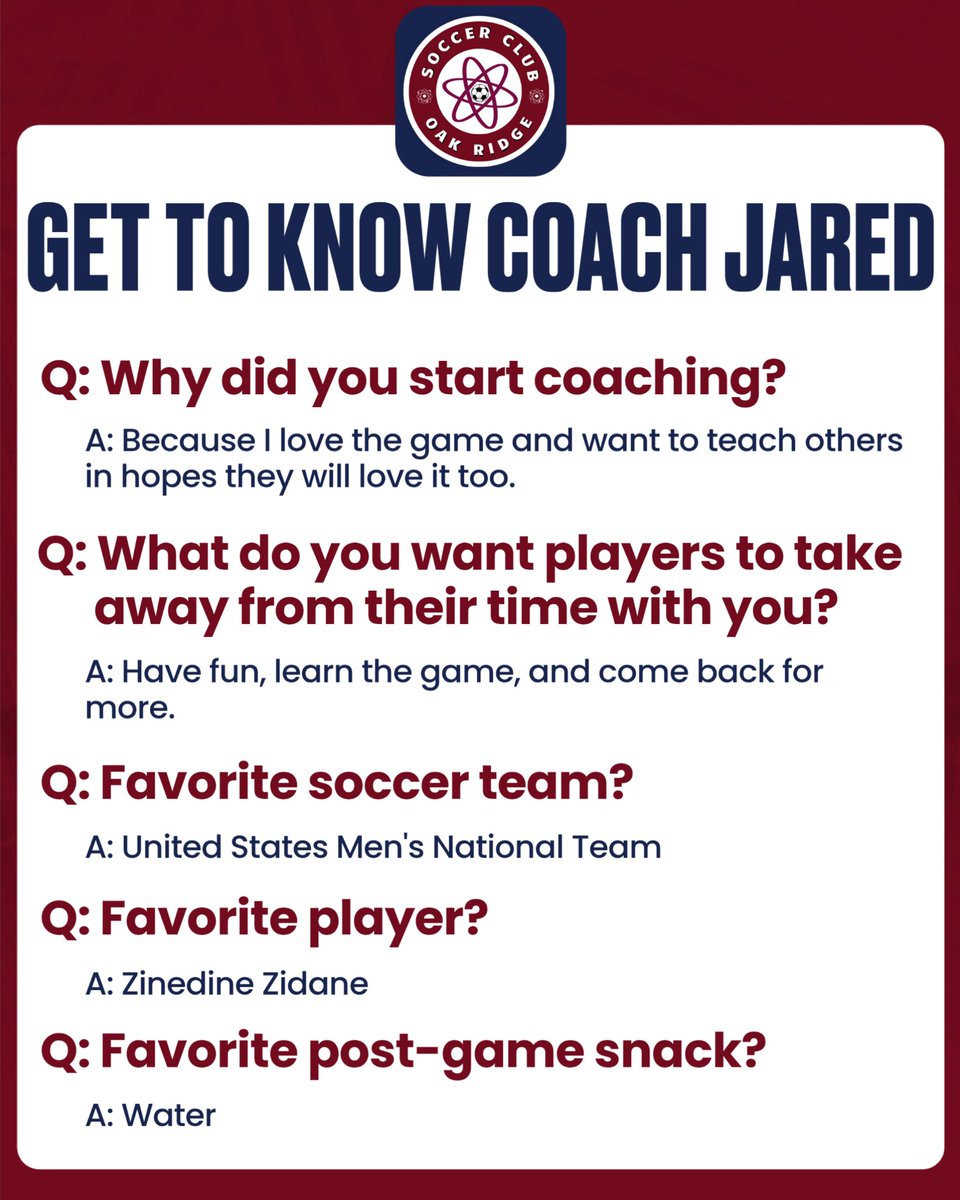Meet The Coach!
Today is the 2015 Girls Head Coach.
Coach Jared wears many hats with SCOR! He is also our Director of Player Development and runs technical sessions for the club! 
Want to know his connection to Johan Cruyff? Come to a session, he would love to tell you 😂