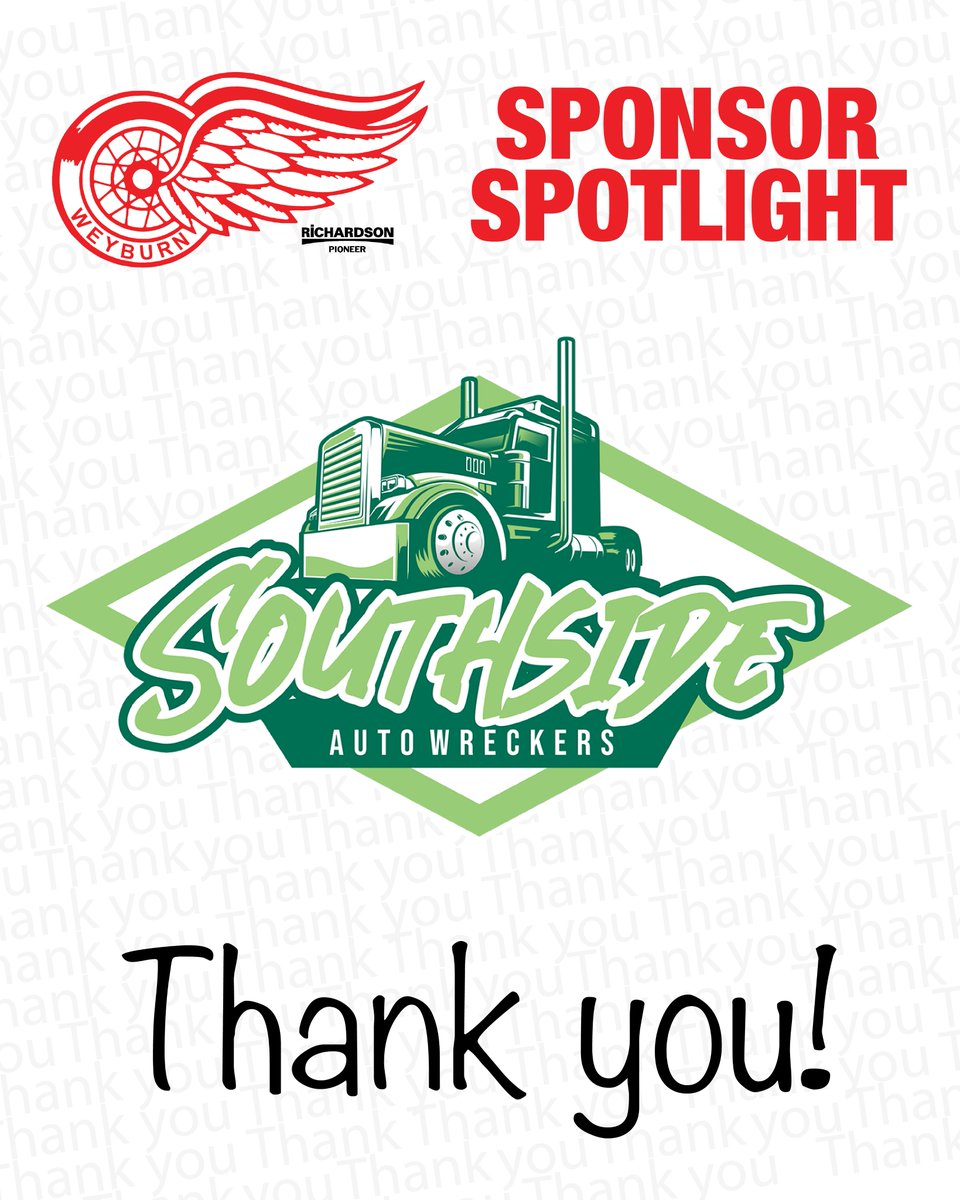 weyburnredwings's tweet image. 🌟 Southside Auto Wreckers 🌟
#WeyburnRedWings #SJHL #Sponsor