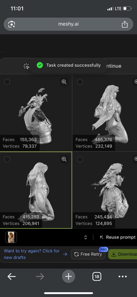 abkcrafts's tweet photo. Week 3 day 3 Alx Ai starter kit program. Generating 3D objects from text and image using meshy ai. All thanks to @alx_africa #ALX_AiSK @lowercase_life @jbarbier @kalibetre https://t.co/G7Cr8478ef