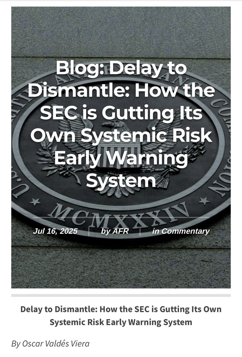 kristen shaughnessy (@kshaughnessy2) on Twitter photo Wait until you read what current SEC Chairman Paul Atkins said prior to the 2008 Financial Crisis 
It makes the SEC's decision to quietly delay the system to monitor risks posed by shadow banking even more concerning.  
"...Commissioner Crenshaw’s warning sounds even more Wait until you read what current SEC Chairman Paul Atkins said prior to the 2008 Financial Crisis 
It makes the SEC's decision to quietly delay the system to monitor risks posed by shadow banking even more concerning.  
"...Commissioner Crenshaw’s warning sounds even more