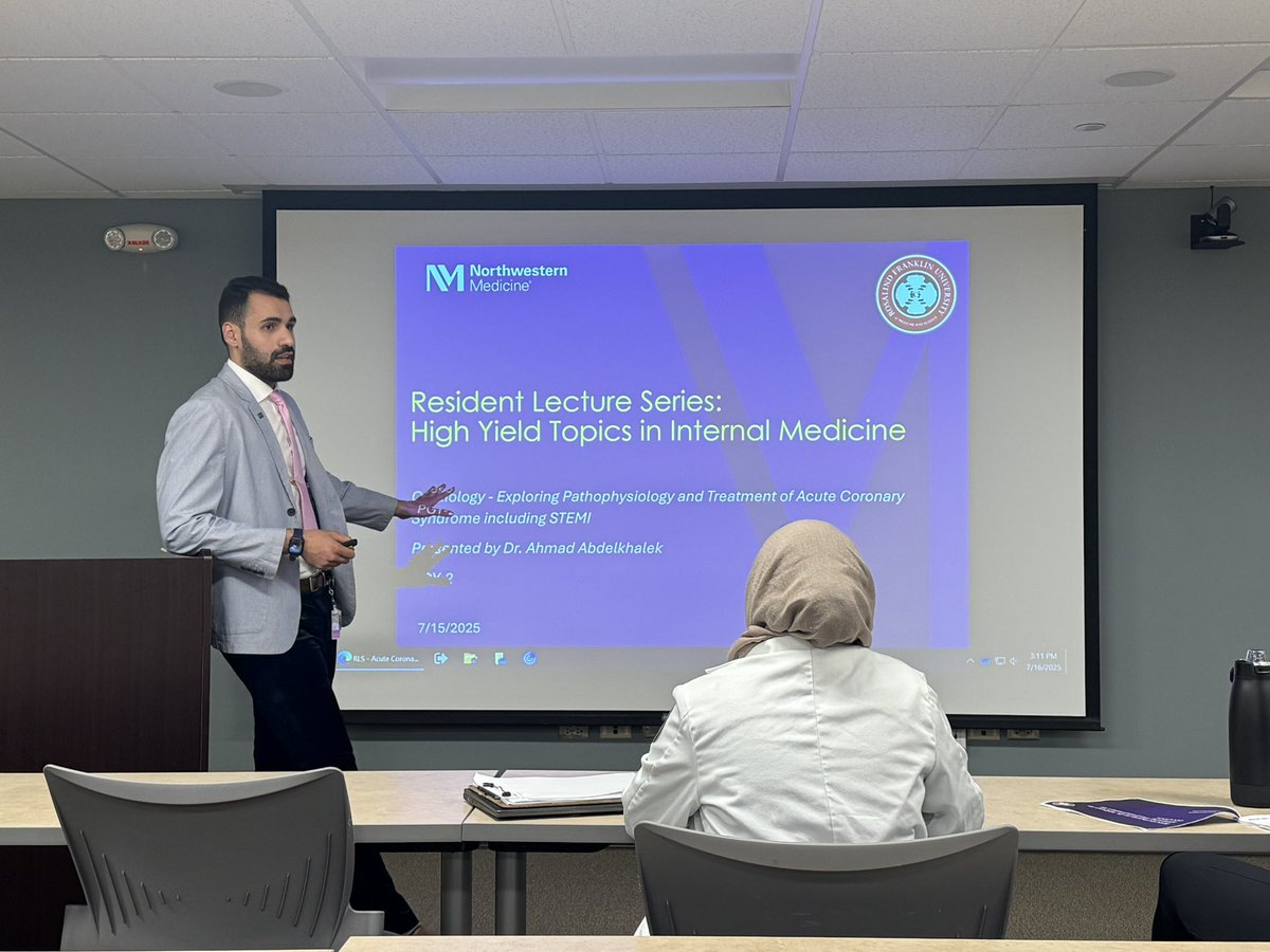 ahmad_m_l's tweet photo. Honored to kick off the first talk in the Resident Lecture Series, helping @ChicagoMedEdu students tackle core internal med topics. Grateful to Dr. Ted Lorenc &amp; Dr. Harin Shah for the opportunity!

 #InternalMedicine 
#Medx #MedEd #blessed #CardioEd https://t.co/TdTNeahNXi