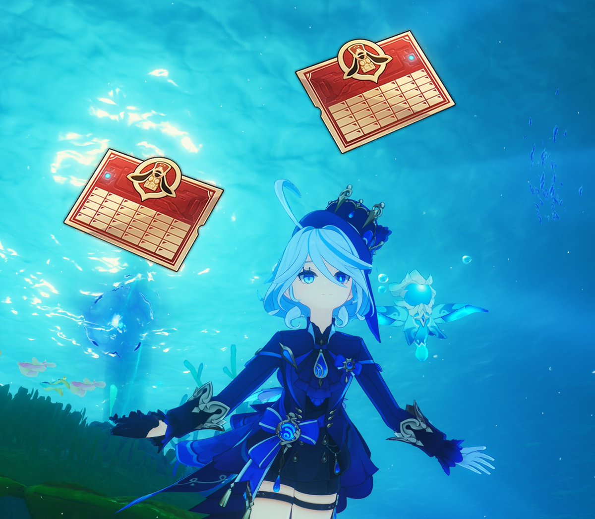 Mewsitive's tweet image. 🪪Double Express Supply Pass Giveaway🪪

Here to give a Welki- wait what? How did Furina find these? Oh well... two express supply pass to give away!

To enter;
1) Like, RT &amp;amp; Follow
2) Will you want a welkin or express pass? (Your choice)

Ends this friday, July 18th. Good luck~