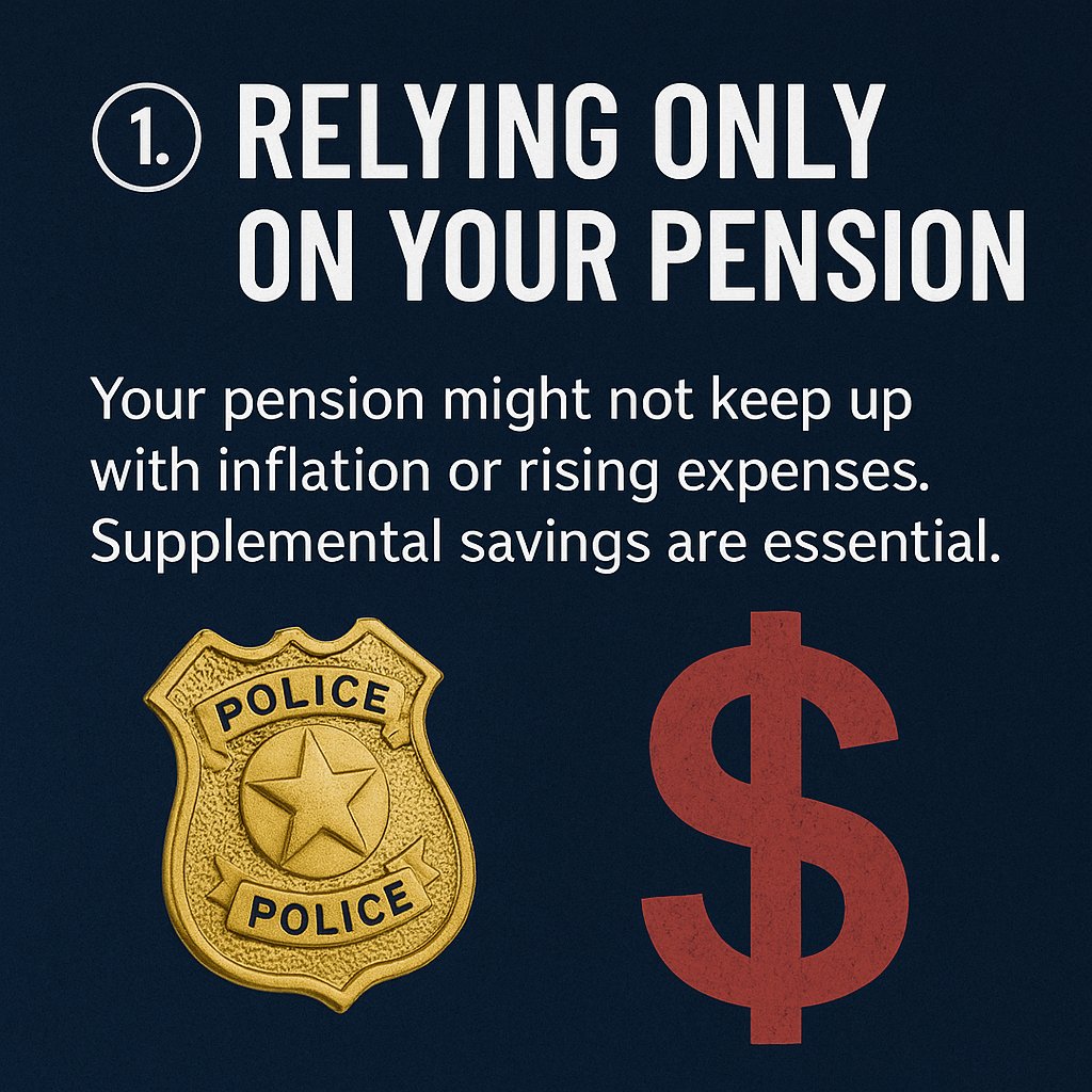 MAPLawRetire's tweet photo. 🚨 Cops, are you retirement-ready? 
Too many officers make these 3 mistakes that can cost them thousands down the line:
1️⃣ Relying only on your pension
2️⃣ Underestimating healthcare costs
3️⃣ Claiming Social Security too early
💬 DM us to build a plan that protects your future. https://t.co/56880il0FO