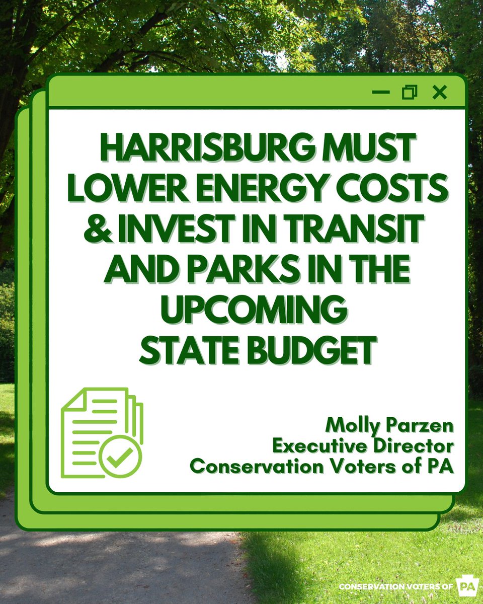 ConservationPA's tweet image. PA families will pay the price of Trump’s #BillionaireTaxScam. The PA legislature can still protect us — but only if they pass @GovernorShapiro’s climate-smart, people-first budget NOW.
Our Exec. Director, Molly Parzen, breaks it down via @BucksCoBeacon: buckscountybeacon.com/2025/07/harris…