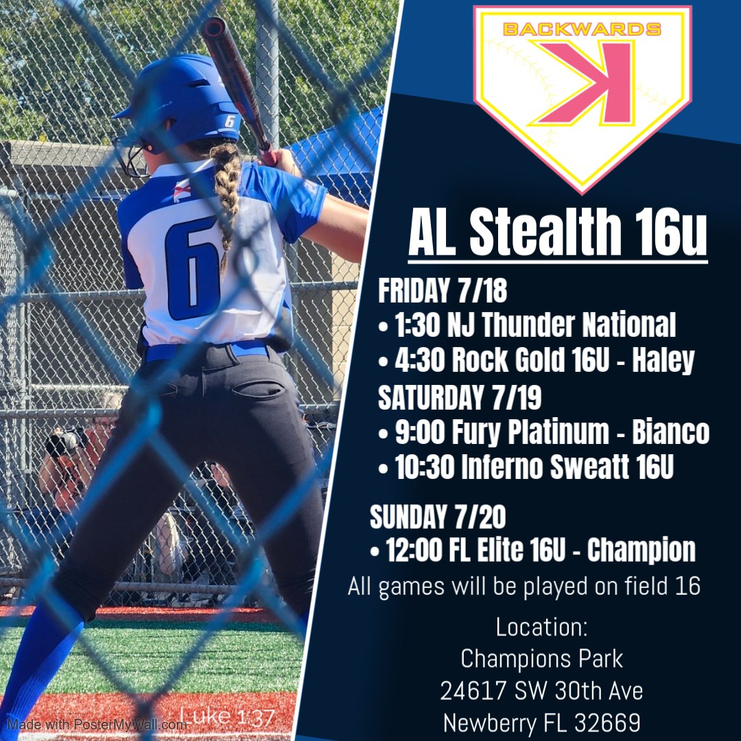 Only 2 more weekends to see me and my team this Summer! Come see us at <a href="/BackwardsKJax/">Backwards K Softball</a> in Newberry, FL this weekend!!!