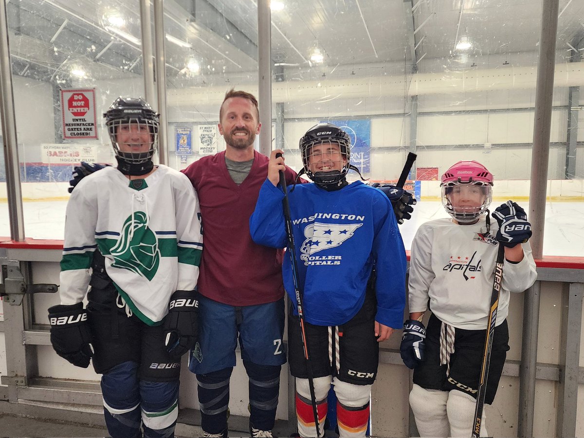 ChrisPalombi's tweet image. From hot summer fields to the ice rink, the kids swapped their cleats for an afternoon on skates.