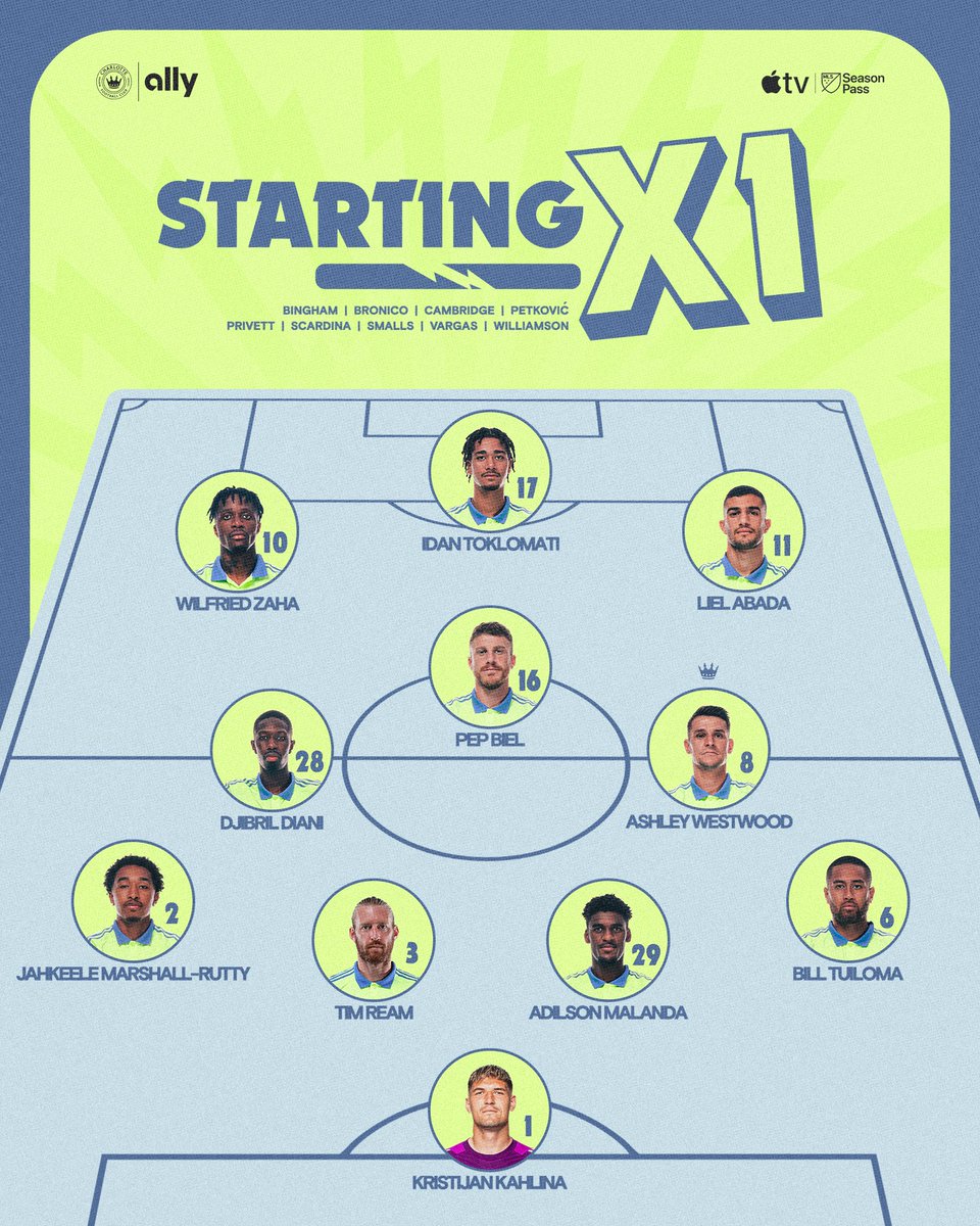 CharlotteFC's tweet photo. 👑 OUR STARTING XI 👑

#ForTheCrown https://t.co/zkRoXW2QCi