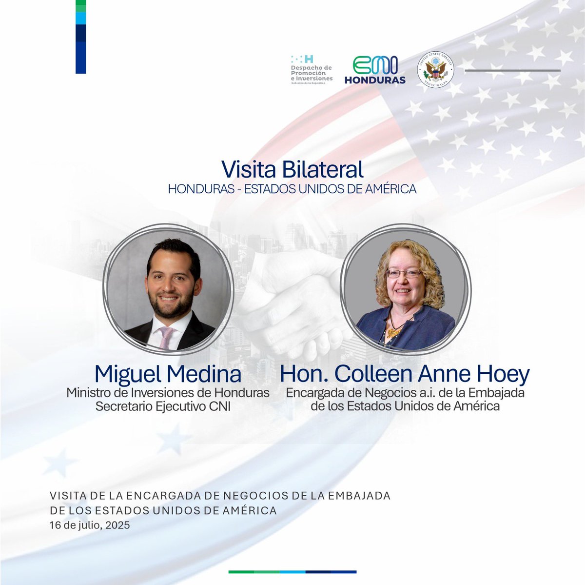 🇭🇳🇺🇸 En minutos iniciamos la Visita Bilateral entre Honduras y Estados Unidos, fortaleciendo la cooperación y las oportunidades de inversión. 🤝✨ #Honduras #EstadosUnidos #Inversión