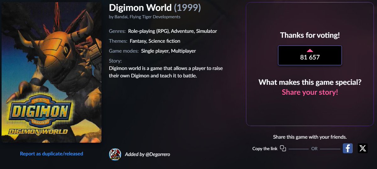 DigitalHazard's tweet photo. Digimon World has broken 80k!

This support is crazy! it's so great to see so many Tamers coming together!

Huge shout to the team at @AliceStudios22 for giving the campaign a huge push!

https://t.co/mMrNo62h5D https://t.co/huwFUnDWBo