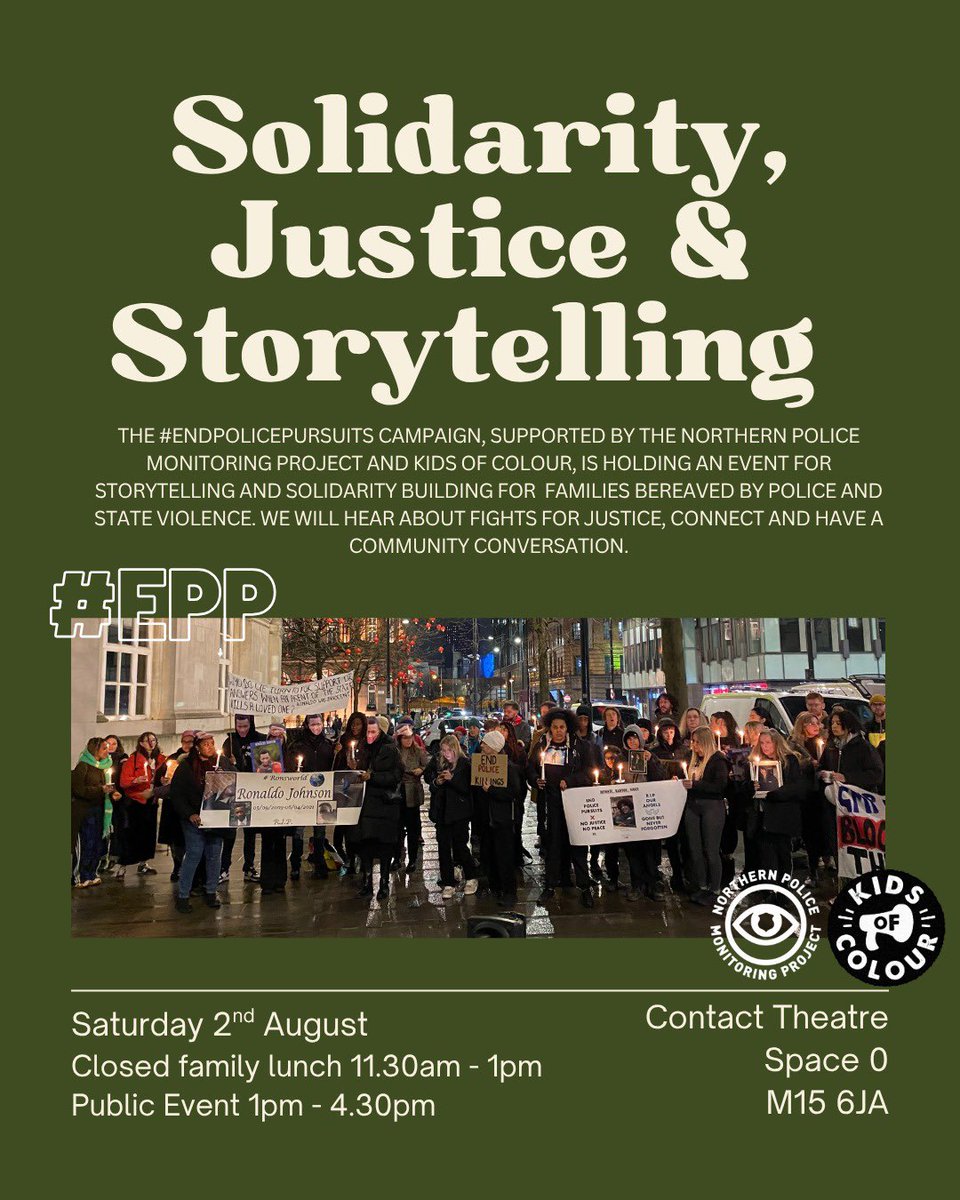npolicemonitor's tweet image. ✊🏽Solidarity, Justice & Storytelling ✊🏽
Please join us for this important community event to hear from families who are pursuing justice for their loved ones
🗓️ Saturday 2nd August
⏰ 1pm
📍Contact Theatre
🔗 Register your place: shorturl.at/87hIW
♻️ Please share