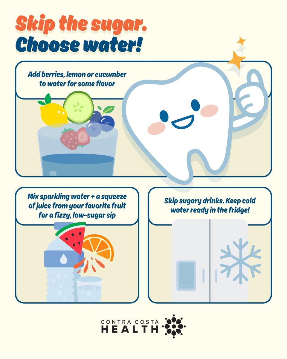 Skip sugary drinks. Keep cold water ready in the fridge! Sugary drinks come with not-so-sweet health risks. Chilled, sparkling or infused with fruit, make water your family’s go-to drink.