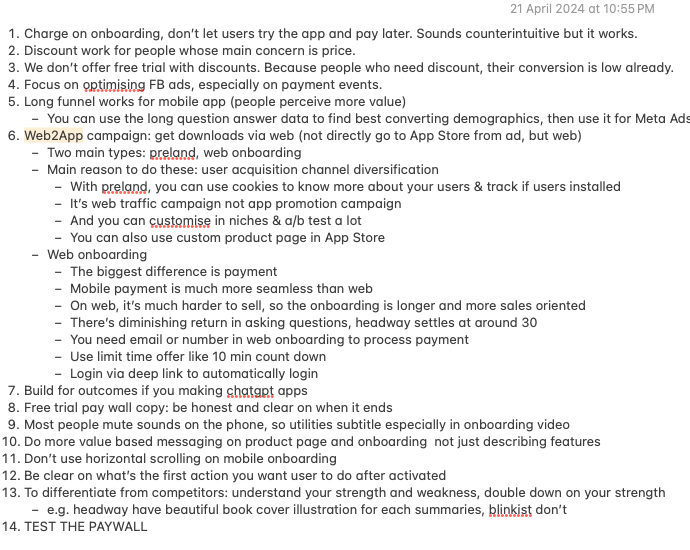 desmondhth's tweet image. My notes last year when watching this goated video on how Headway run ads