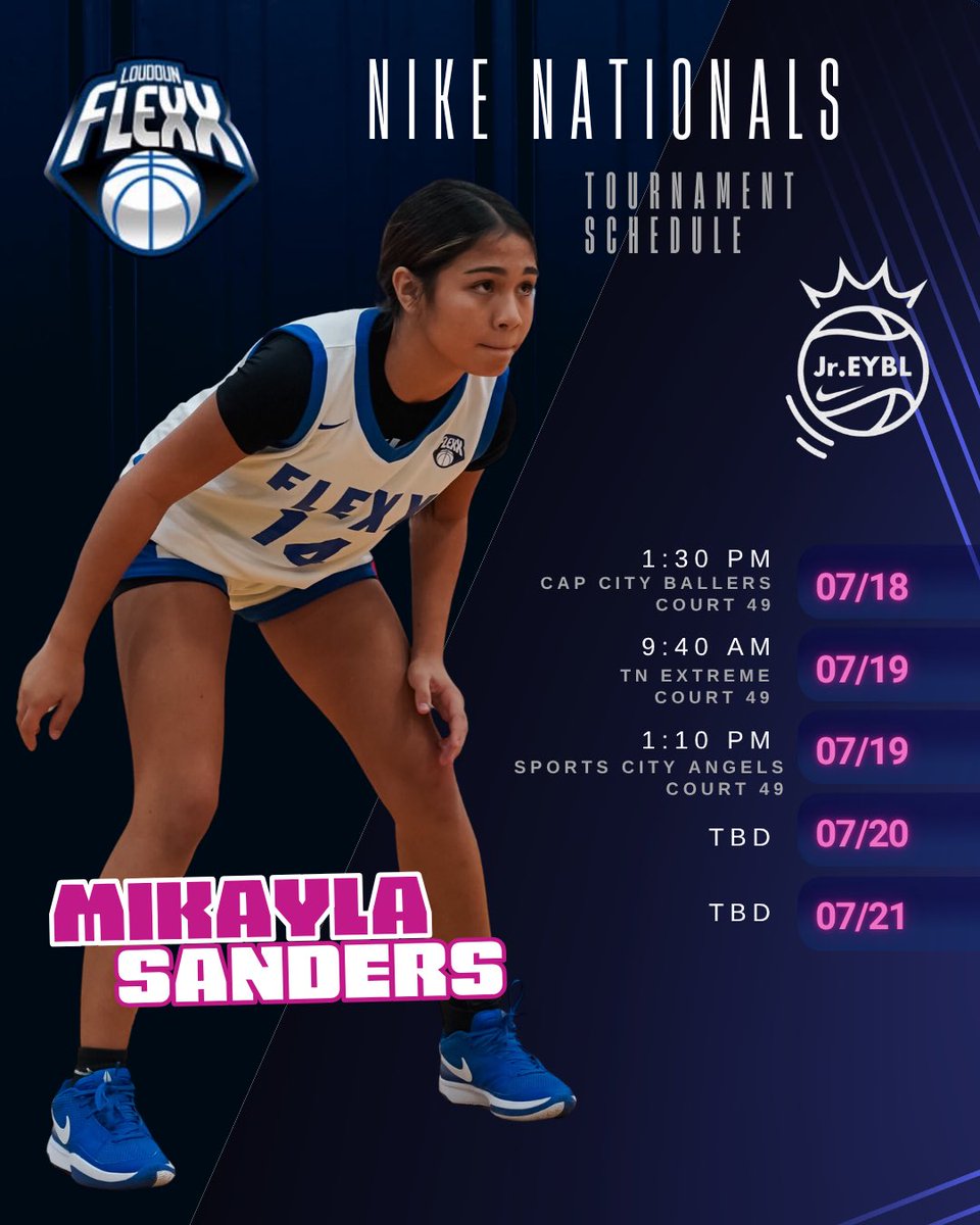 Mikayla Sanders (@msanders2029) on Twitter photo Chicago bound for Nike Nationals.
Let’s finish strong. 💙
<a href="/mikemillsnc/">Mike Mills WBB College Recruiting</a> <a href="/loudounflexxgbb/">Loudoun FLEXX Girls Basketball</a> <a href="/PGHVirginia/">Prep Girls Hoops Virginia</a> <a href="/JrAllStarBB/">Jr. All-Star Girls Basketball</a> Chicago bound for Nike Nationals.
Let’s finish strong. 💙
<a href="/mikemillsnc/">Mike Mills WBB College Recruiting</a> <a href="/loudounflexxgbb/">Loudoun FLEXX Girls Basketball</a> <a href="/PGHVirginia/">Prep Girls Hoops Virginia</a> <a href="/JrAllStarBB/">Jr. All-Star Girls Basketball</a>