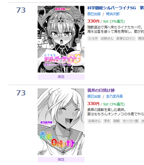 DLsiteの単話ランキング!ライナちゃんと帰ってきたよ! 