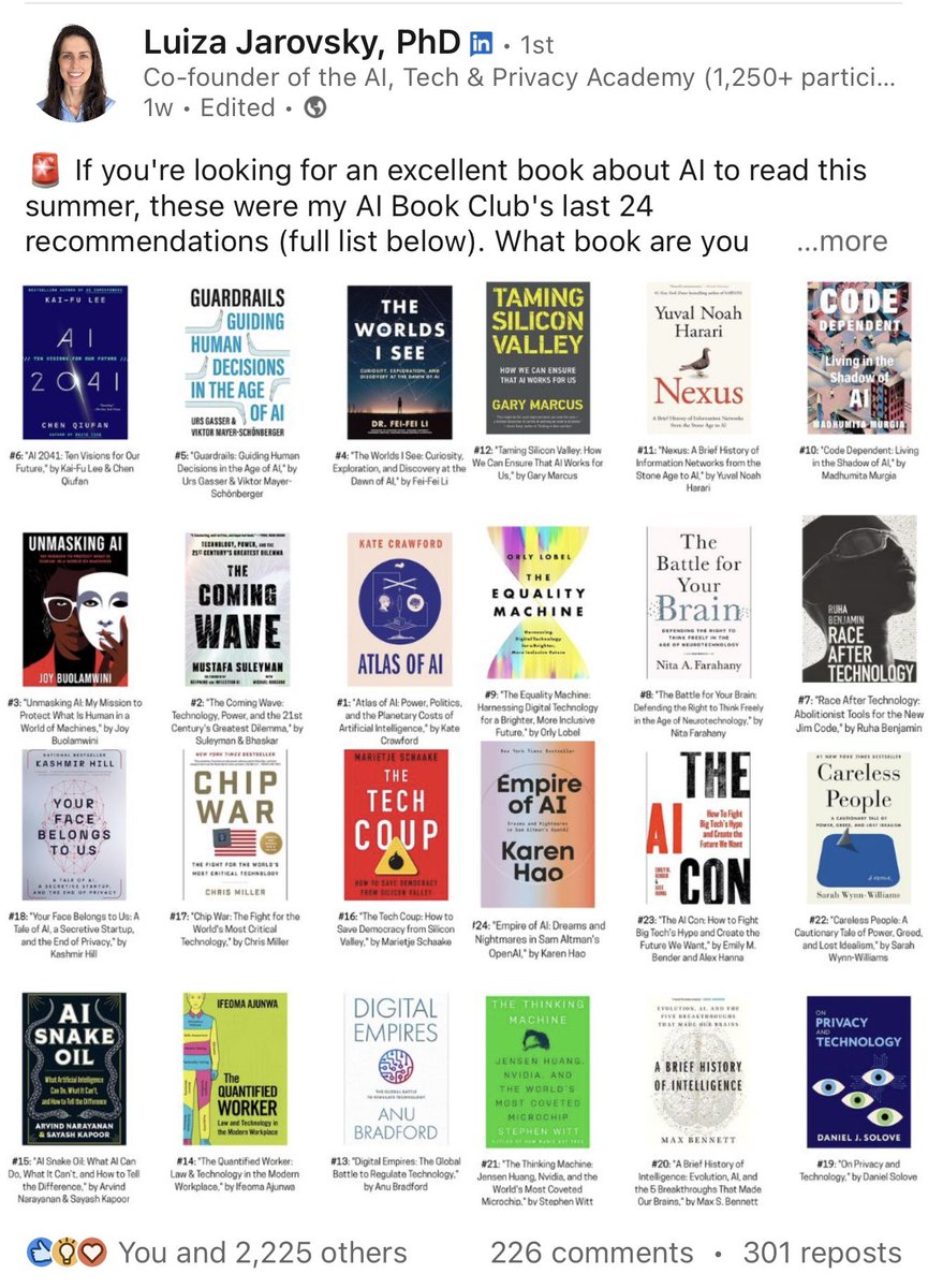 Summer reading list - great to see The Equality Machine alongside Nexus and other brilliant books <a href="/LuizaJarovsky/">Luiza Jarovsky, PhD</a>