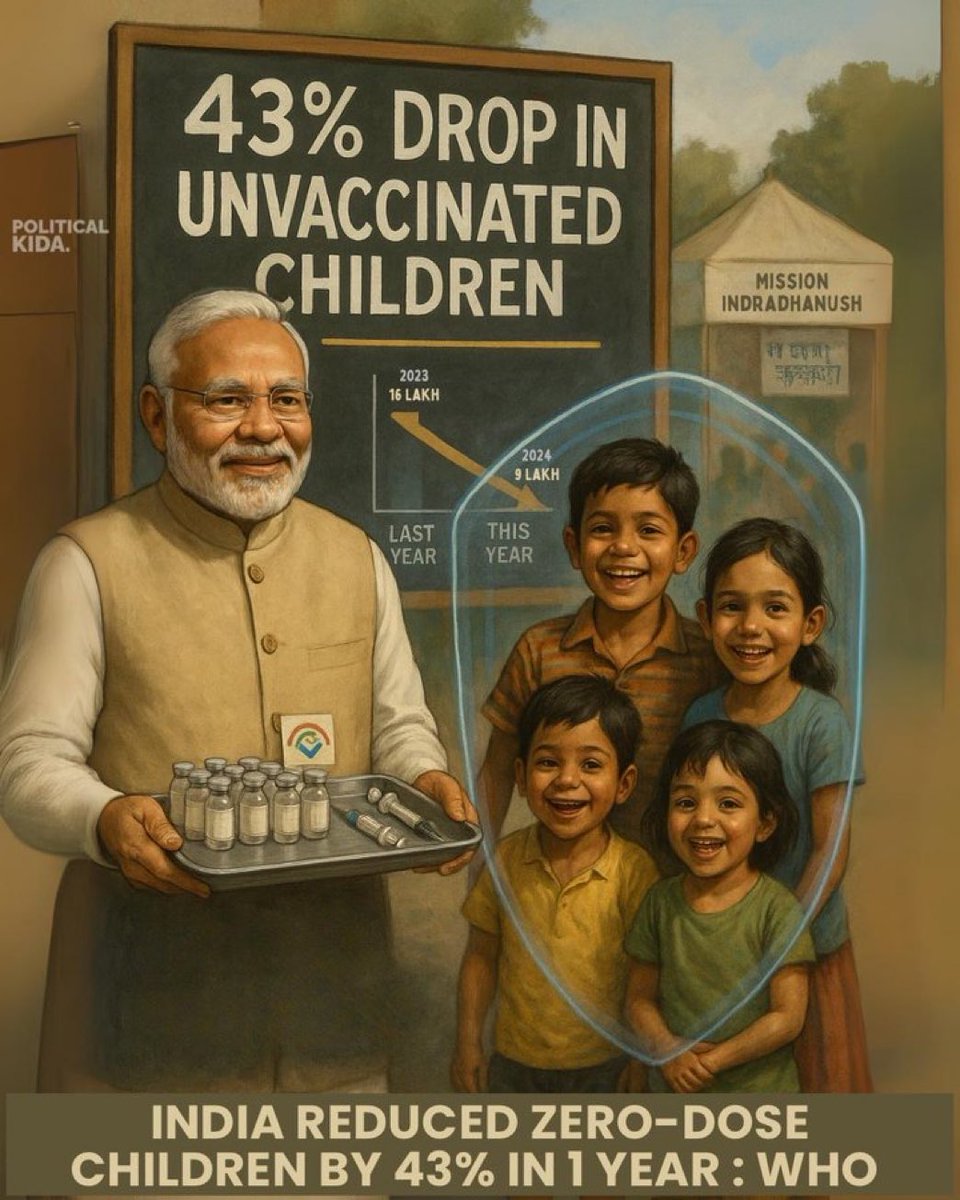 Durga Das (@durgaaeronero) on Twitter photo 43% Drop in Unvaccinated Children in India <a href="/NITIAayog/">NITI Aayog</a> <a href="/narendramodi/">Narendra Modi</a> <a href="/DrTedros/">Tedros Adhanom Ghebreyesus</a> <a href="/BillGates/">Bill Gates</a> <a href="/gavi/">Gavi, the Vaccine Alliance</a> <a href="/SDG2030/">SDG2030</a>
India has achieved a remarkable 43% drop in the number of unvaccinated or “zero-dose” children, reflecting a major success in its national immunization efforts. This progress 43% Drop in Unvaccinated Children in India <a href="/NITIAayog/">NITI Aayog</a> <a href="/narendramodi/">Narendra Modi</a> <a href="/DrTedros/">Tedros Adhanom Ghebreyesus</a> <a href="/BillGates/">Bill Gates</a> <a href="/gavi/">Gavi, the Vaccine Alliance</a> <a href="/SDG2030/">SDG2030</a>
India has achieved a remarkable 43% drop in the number of unvaccinated or “zero-dose” children, reflecting a major success in its national immunization efforts. This progress