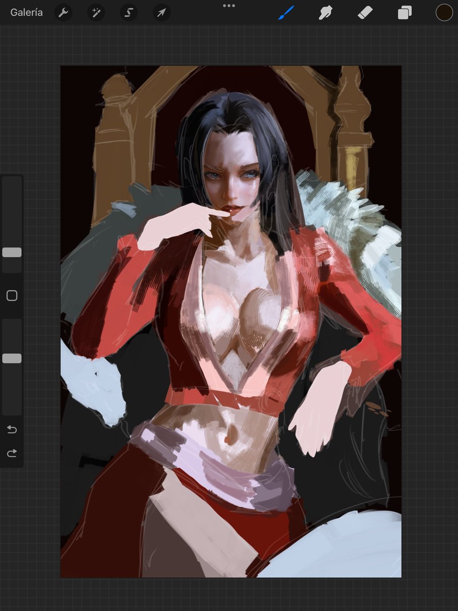 metaldrilo's tweet photo. WIP of Boa Hancock in a semi-realistic style. Still working on it in Procreate — tweaking details and shadows. What do you think so far?
#boahancock #onepieceart #procreateart #semirealism #wipdrawing #digitalart #animeart #fanartespañol #arteenmarcha #artedigital https://t.co/E7PBiATfAO