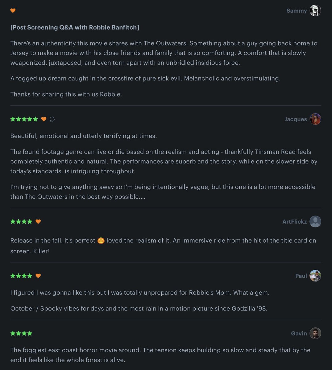 RobbieBanfitch's tweet image. Reviews from last night’s Glendale screening are in 🍂
