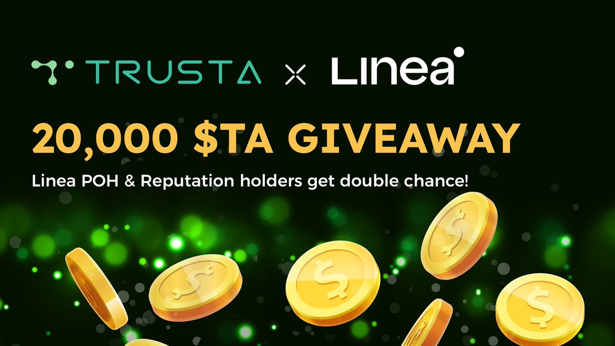 Trusta.AI (@trustalabs) on Twitter photo π Trusta Festival is live!
To celebrate with the <a href="/LineaBuild/">Linea.eth</a> community, weβre giving away 20,000 $TA to 400 lucky users β limited for 48 hours only!
πͺͺ Hold a Linea POH or Reputation attestation? Your chances double!
β
Just hold your attestation + join the draw.
π Join now: π Trusta Festival is live!
To celebrate with the <a href="/LineaBuild/">Linea.eth</a> community, weβre giving away 20,000 $TA to 400 lucky users β limited for 48 hours only!
πͺͺ Hold a Linea POH or Reputation attestation? Your chances double!
β
Just hold your attestation + join the draw.
π Join now: