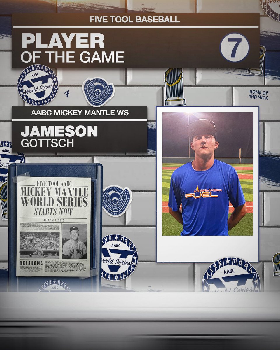 Five Tool Oklahoma (@fivetoolok) on Twitter photo #MantleWS F: <a href="/OKFuelAthletics/">OK Fuel Athletics</a> 2027 5, ABA 2027 Navy 4
PoG: Jameson Gottsch 1-1, 2B, 2 RBI #MantleWS F: <a href="/OKFuelAthletics/">OK Fuel Athletics</a> 2027 5, ABA 2027 Navy 4
PoG: Jameson Gottsch 1-1, 2B, 2 RBI