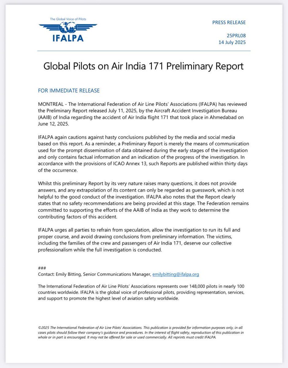 Shameful that views and not news are being spread by influential pages online. 

All the information out as of now is based on preliminary report. Even the Global Pilots Association has said not to fall for speculations. 

But no, let's come to own conclusions without caring to