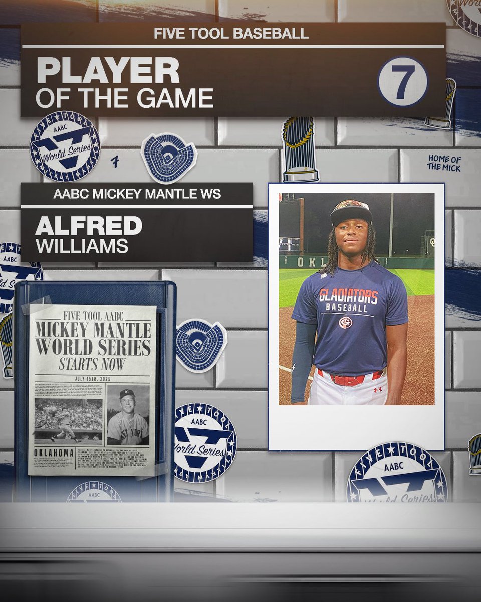 Five Tool Oklahoma (@fivetoolok) on Twitter photo #MantleWS F: <a href="/gladbaseballbmt/">gladiator.baseball</a> 16U Dziedzic 4, Stix South 2027 Prospects 3
PoG: <a href="/poppa_williams/">Alfred "Poppa" Williams</a> 3-4, 2 RBI #MantleWS F: <a href="/gladbaseballbmt/">gladiator.baseball</a> 16U Dziedzic 4, Stix South 2027 Prospects 3
PoG: <a href="/poppa_williams/">Alfred "Poppa" Williams</a> 3-4, 2 RBI