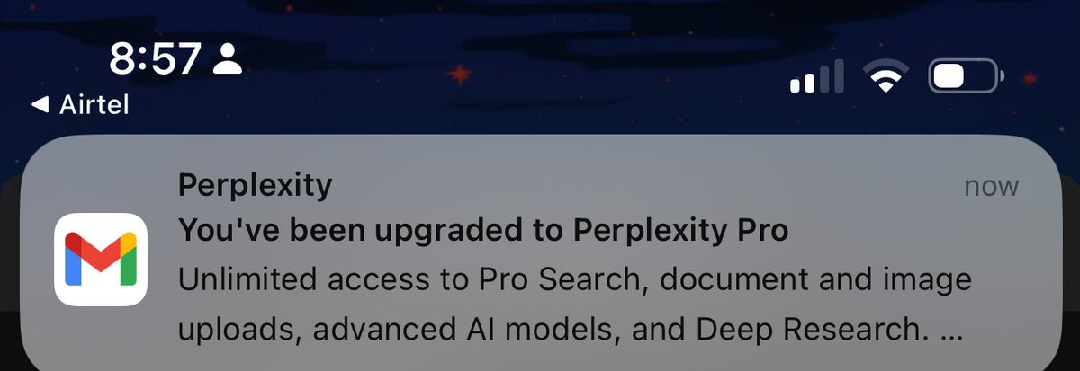 stufflistings's tweet image. Airtel users (Prepaid, Postpaid, Wi-Fi) are getting free Perplexity Pro for 12 months.
Check in the Rewards section and claim for free.