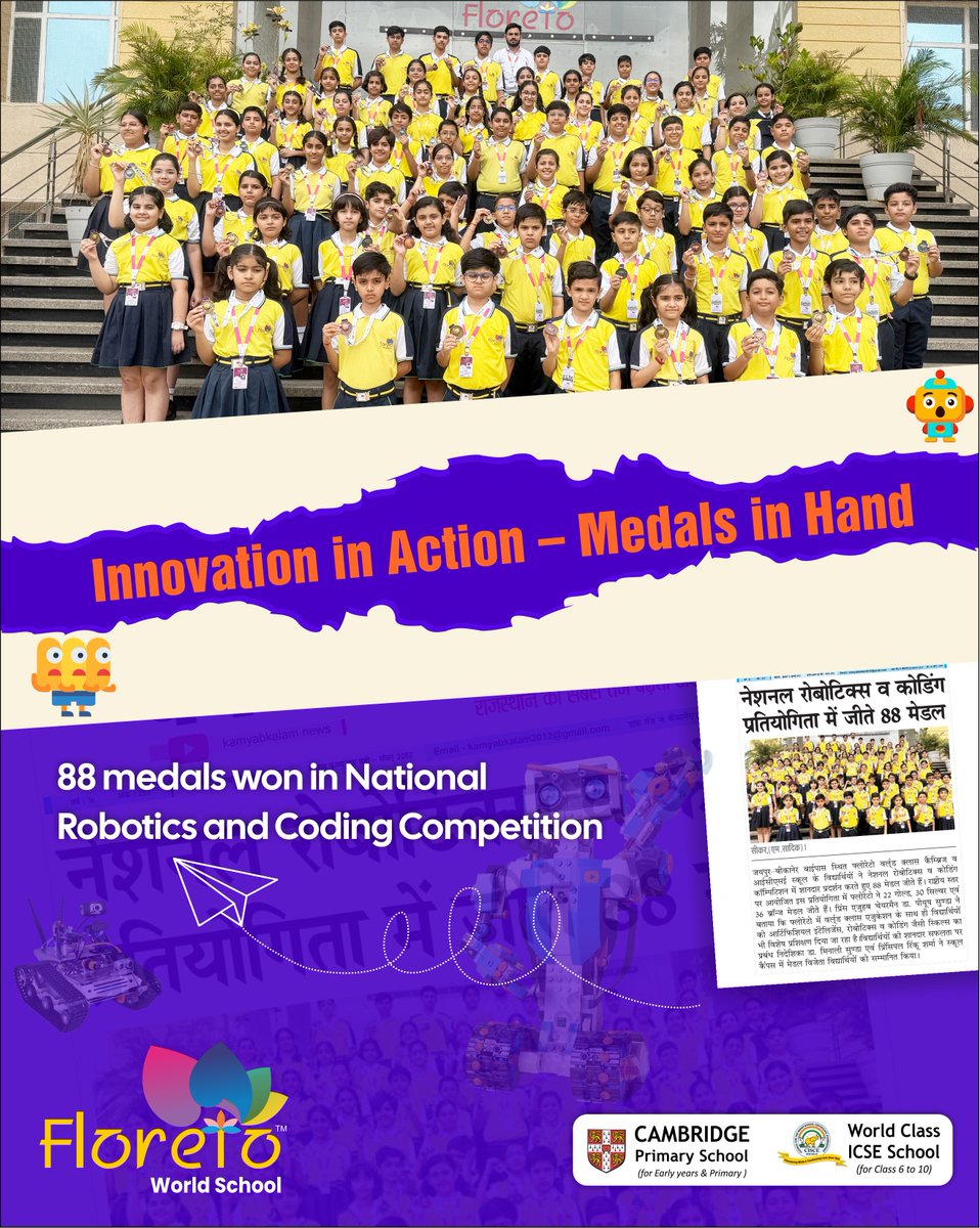 Prince_Eduhub's tweet image. 🚀 88 medals at the National Robotics & Coding Competition!
Floreto students continue to lead with tech, creativity, and curiosity 💻🏅
#Robotics #CodingInSchools #FutureInnovators #FloretoWorldSchool #TechSmartKids