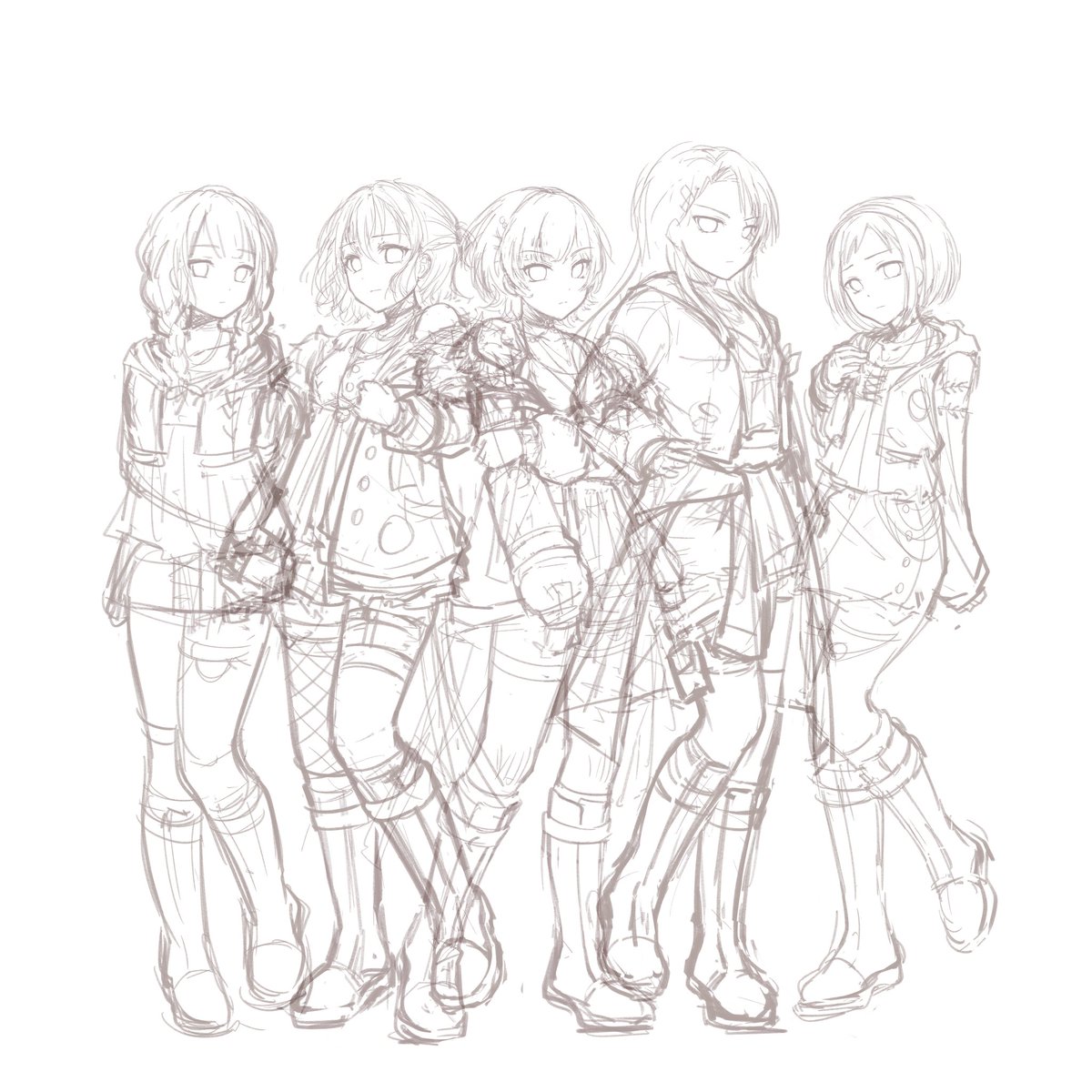 axpdxsyc0222's tweet image. 好复杂的一套衣服，但是好喜欢
#ガルパ #美竹蘭 #青葉モカ #上原ひまり #宇田川巴 #羽沢つぐみ #bandoriart #Afterglow