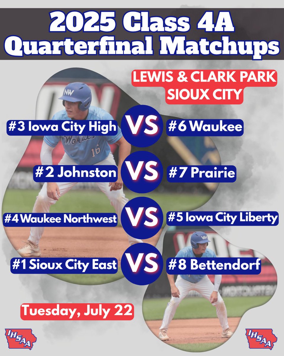 Tickets punched and quarterfinals set for these #iahsbb 3A &amp; 4A teams. Catch the action next week in Sioux City at the 2025 IHSAA State Baseball Tournament presented by <a href="/IowaFarmBureau/">Iowa Farm Bureau</a>!
⚾️iahsaa.org/baseball/state…
