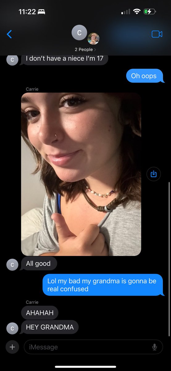 Snail_ant's tweet photo. Accidentally texted the wrong number for my aunt (I must have saved a typo contact  when I was younger or something idk) my grandmas gonna be so fucking confused lmao https://t.co/941yIWtGiJ