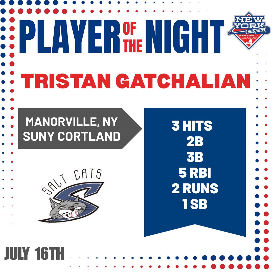 NYCBL Baseball (@nycblbaseball) on Twitter photo The player of the night for Wednesday, July 16th is Tristan Gatchalian! The player of the night for Wednesday, July 16th is Tristan Gatchalian!