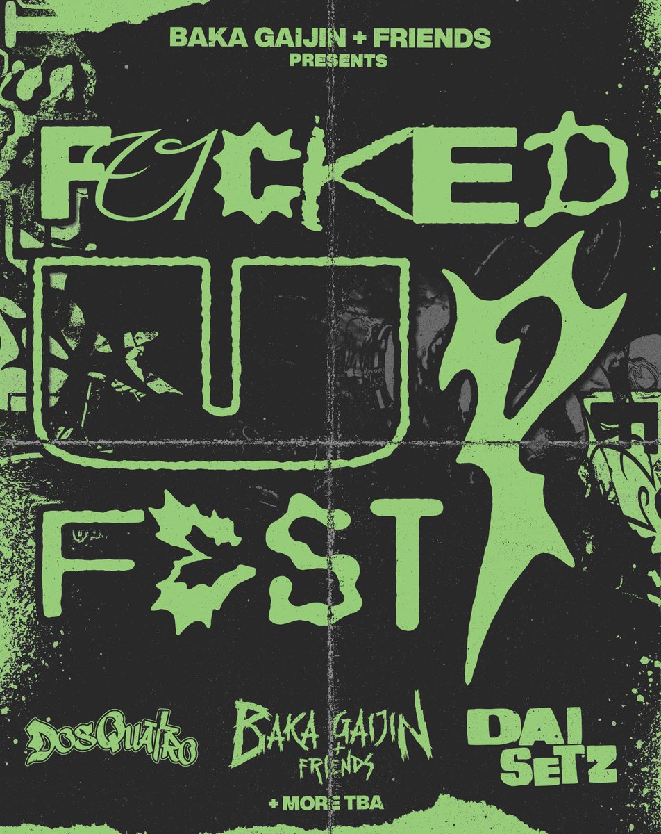 FUFEST2 8・3

DOOR: 12:00 START 13:00 

※チケット予約は7月17日19時より

予約方法：deathbyrollup.com/fucked-up-fest

#bakagaijin #FUFEST2