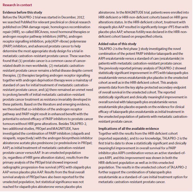 Neeraj Agarwal, MD, FASCO (@neerajaiims) on Twitter photo Just came online in <a href="/TheLancet/">The Lancet</a> 👉Our two papers on improved OS with Enzalutamide + Talazoparib in mCRPC #ProstateCancer in all-comer & HRRm patients (Median OS and HRs👇). Weblinks to the papers👉 bit.ly/4lXkLtB and bit.ly/4nNIyOh <a href="/PCFnews/">Prostate Cancer Foundation</a> <a href="/urotoday/">UroToday.com</a> <a href="/OncoAlert/">OncoAlert</a> Just came online in <a href="/TheLancet/">The Lancet</a> 👉Our two papers on improved OS with Enzalutamide + Talazoparib in mCRPC #ProstateCancer in all-comer & HRRm patients (Median OS and HRs👇). Weblinks to the papers👉 bit.ly/4lXkLtB and bit.ly/4nNIyOh <a href="/PCFnews/">Prostate Cancer Foundation</a> <a href="/urotoday/">UroToday.com</a> <a href="/OncoAlert/">OncoAlert</a>