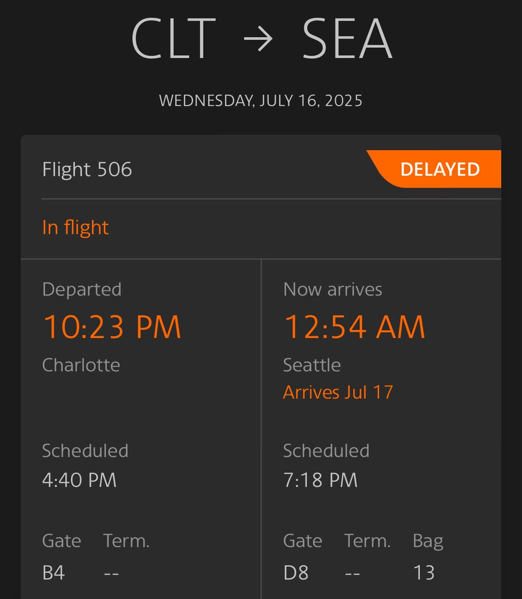 Nothing like putting #passengers on a next day arrival #redeye in the wrong direction after a six hour delay that came in 10, 15 and 20 minute intervals! Keep up the stellar #service <a href="/AmericanAir/">americanair</a> and <a href="/CLTAirport/">CLT Airport</a>