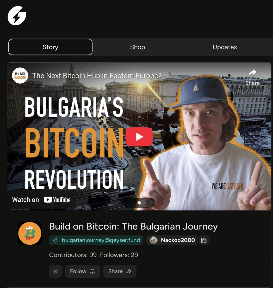 99 people have supported our film, Build on Bitcoin: The Bulgarian Journey

24 days filming like a madman- Now I am heading home  to edit this thing!

THANK YOU to everyone who supported and anyone else who wants to help bring this to live check out our <a href="/geyserfund/">Geyser ⚡️</a> page below👇