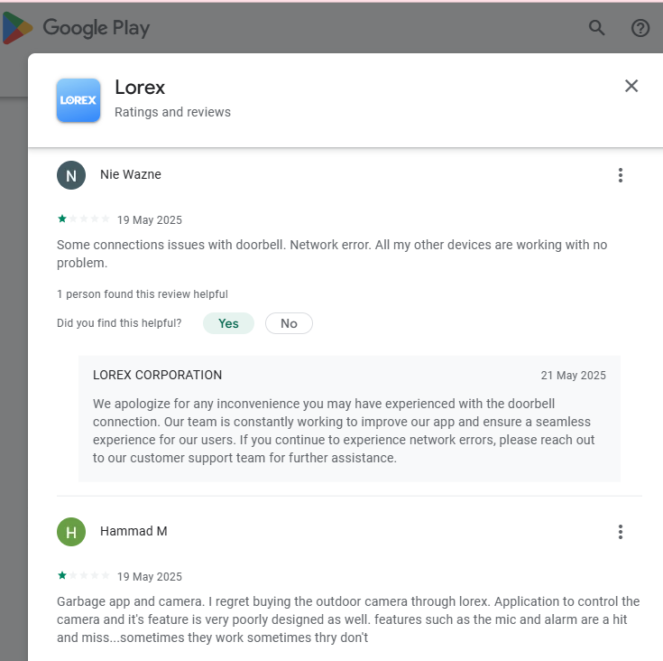 (Sucks-Lorex-Corp Camera/App/Products => [1-star] Lorex-Corp belong to China)on GooglePlay-(Scrap)-ALTM#{Evaluated=>Garbage} User-speaking: {Lorraine Weiss- June 23, 2025- We can no longer vie...d company. Stay away.}👎(In Sum=>Vicious-Chinese-LorexCorp)#255130